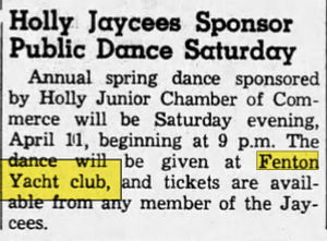 Bay Port Resort (Fenton Yacht Club) - Apr 09 1959 Article (newer photo)